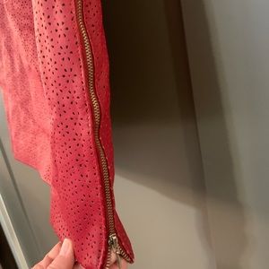 Red Leather Skirt with side zipper